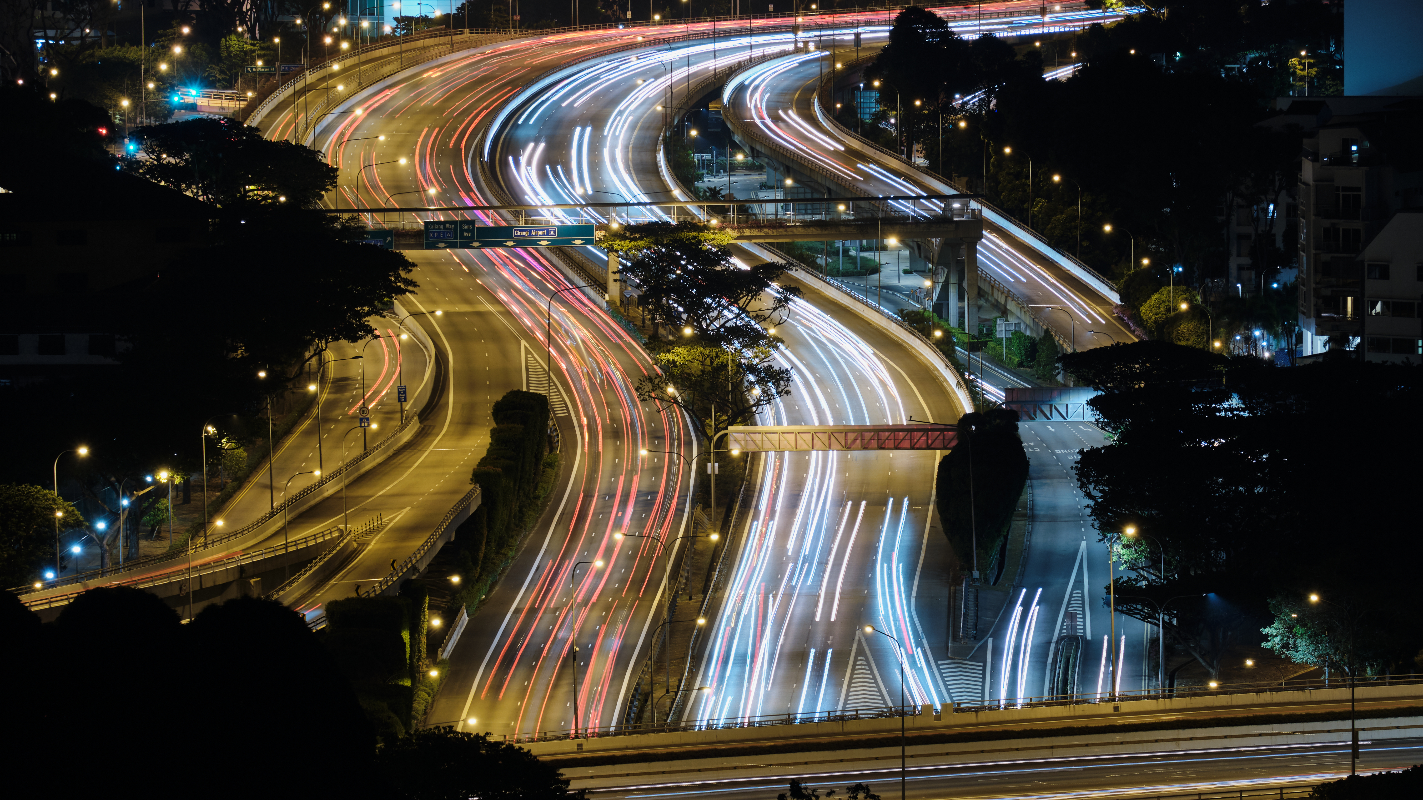 Singapore traffic at night long exposure