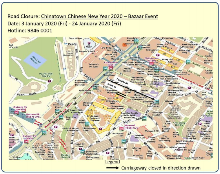 Road Closures During CNY 2020 Celebrations in Chinatown