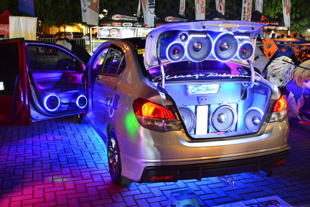 Heavily modified car with lights and stereo added