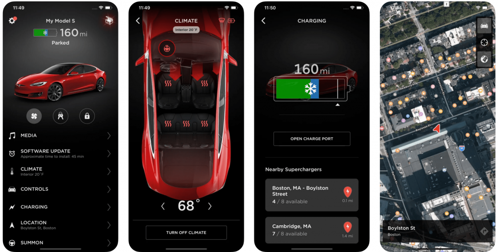 Tesla App Screens