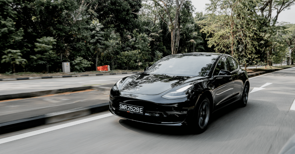 Tesla Model 3 on the road in Singapore