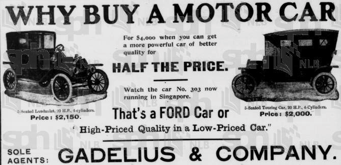 Ford advert in history of cars in Singapore