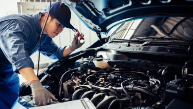 Man inspecting car, car service