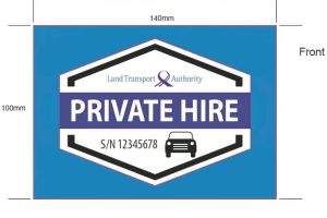 Private Hire Vehicle (PHV) driver guide LTA PHV decal example
